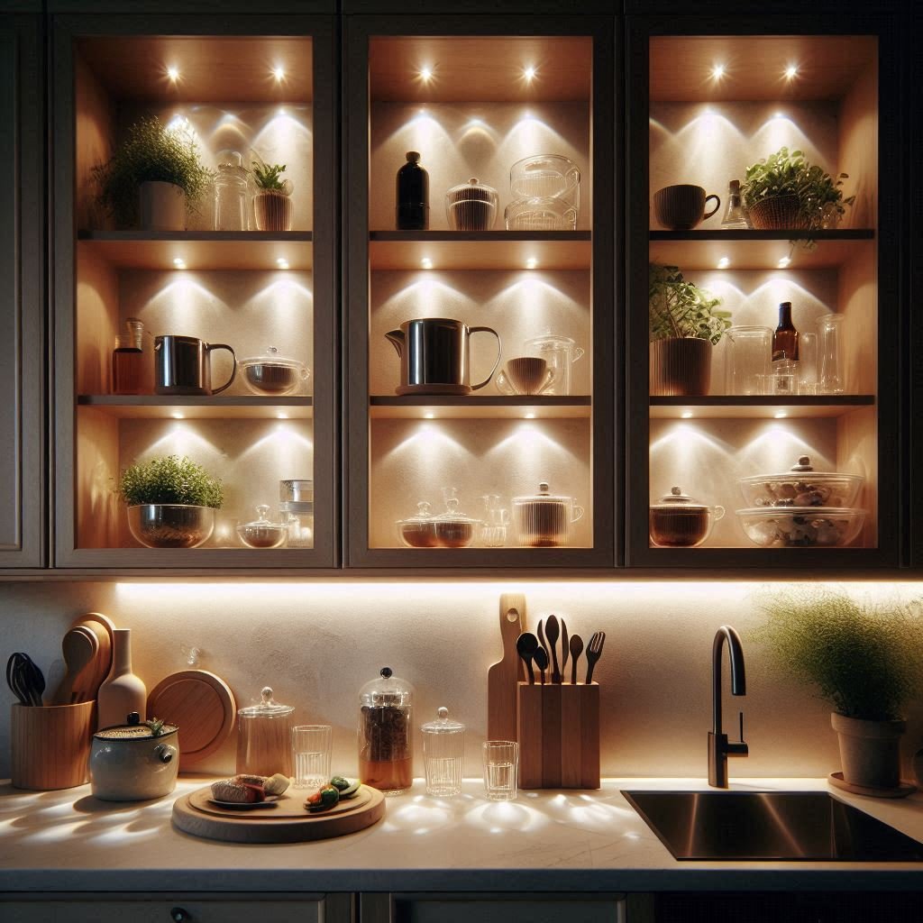 10 Cabinet Lighting Tips for a well-lit cabinet space.